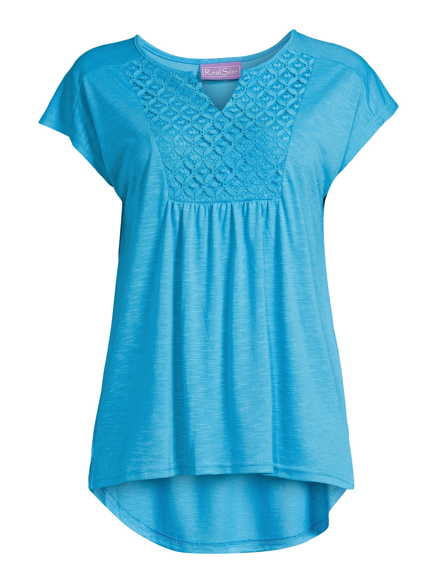 Real Size Women's Crochet Bib Tunic Top, Women's and Women's Plus XS-4X