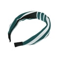 thumbnail image 5 of Unique Bargains 1 Pc Grace Stripe Pattern Wide Cross Knot Headbands for Women White Dark Green, 5 of 6
