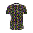 thumbnail image 6 of Rocae Mardi Gras Shiny Green Purple for Men's Mesh Quick-Dry Short Sleeve Workout T-Shirt,Mens Crew Neck Tee Lightweight Soft Classic T Shirts X-Small, 6 of 9