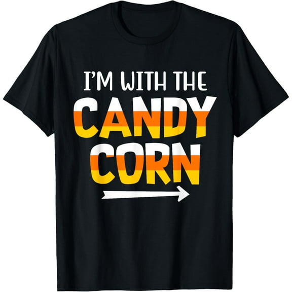 100% Cotton for Both Men and WomenFunny I'm With Candy Corn Halloween matching Couples T-Shirt