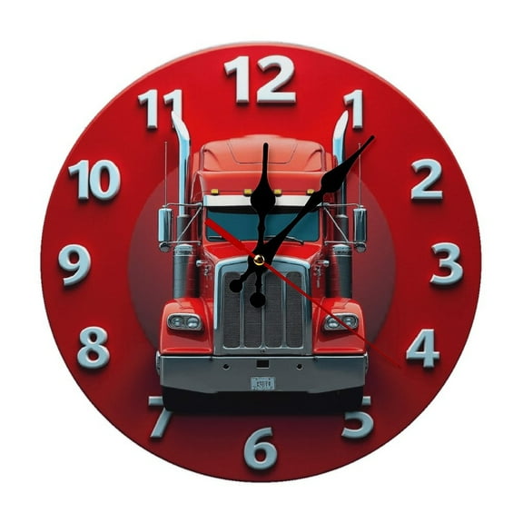 Truck Vehicle Car Wall Clock 10 Inch Silent Non Ticking Round Clock Decoration for Living Room Kitchen Bedroom Bathroom Office Classroom