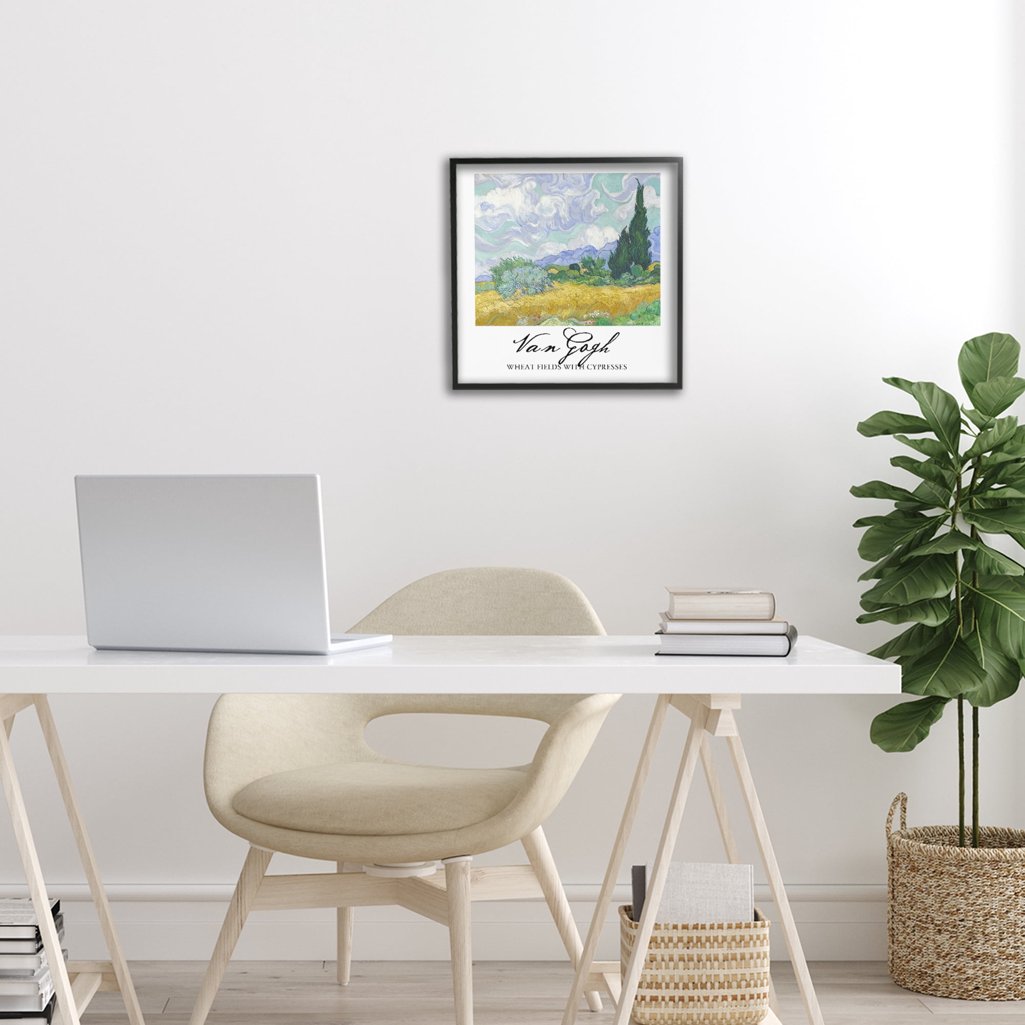 Stupell Industries Van Gogh Wheat Field with Cypresses Black Framed Giclee Art, design by Vintage Hustle