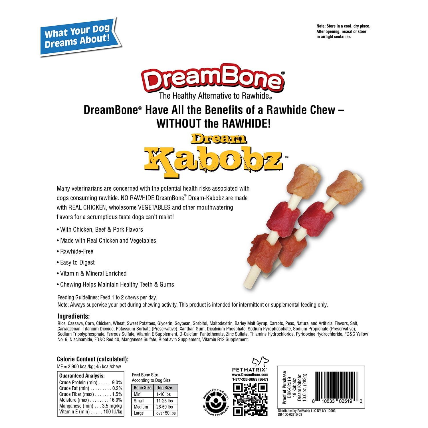 DreamBone Dream Kabobz Bones Treats 18 Count Rawhide Free Chews for Dogs Walmart