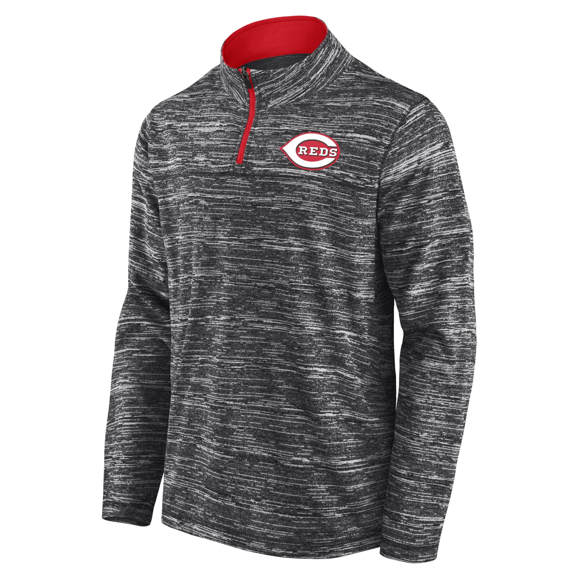 Men's Fanatics Charcoal Cincinnati Reds Getting Faster Space-Dye Quarter-Zip Top