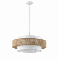 23.6“ Pendant Light, 4-Light Boho Adjustable Hanging Ceiling Fixture for Kitchen Island, Dining Room & Restaurant - White & Natural Rope