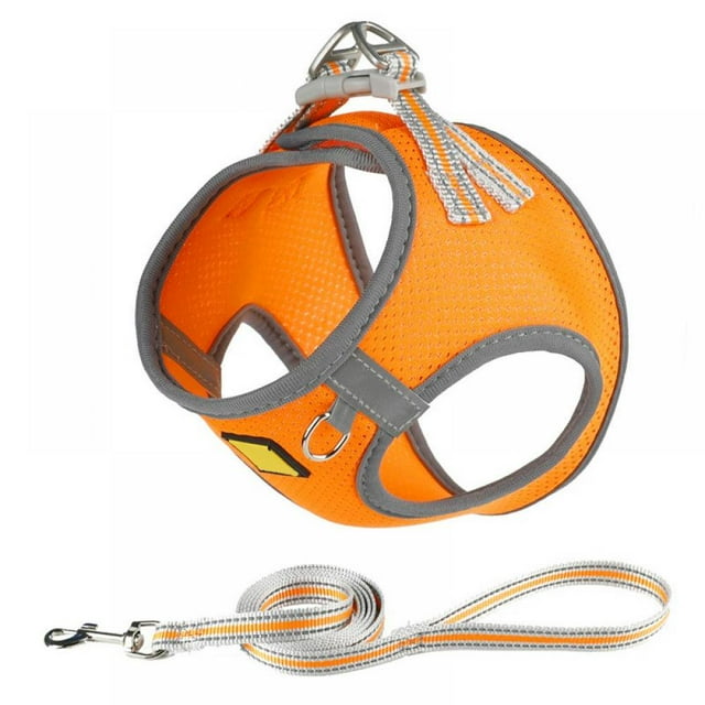 YOPTOP Dog and Cat Harness with Leash - Cat Harness Escape Proof - Adjustable Reflective Step in Dog Harness for Small Dogs Medium Dogs - Soft Mesh Comfort,orange,S