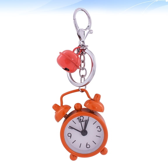 OUNONA 1Pc Creative Orange Alarm Clock Keychain Pendant Durable Key Ring for Everyday Use