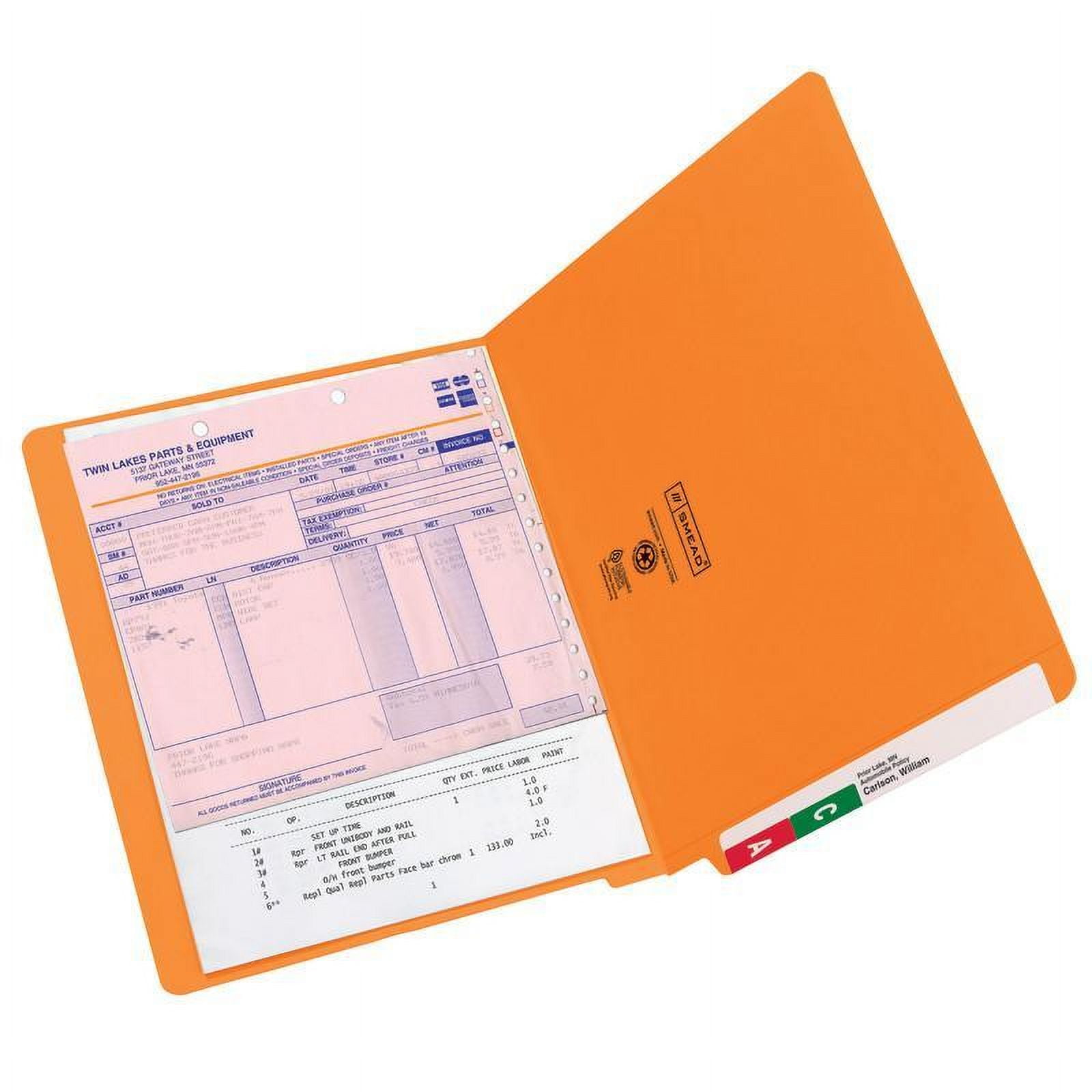 Smead Colored End Tab File Folder, Shelf-MasterÂ® Reinforced Straight-Cut Tab, Letter Size, Orange, 100 per Box (25510)