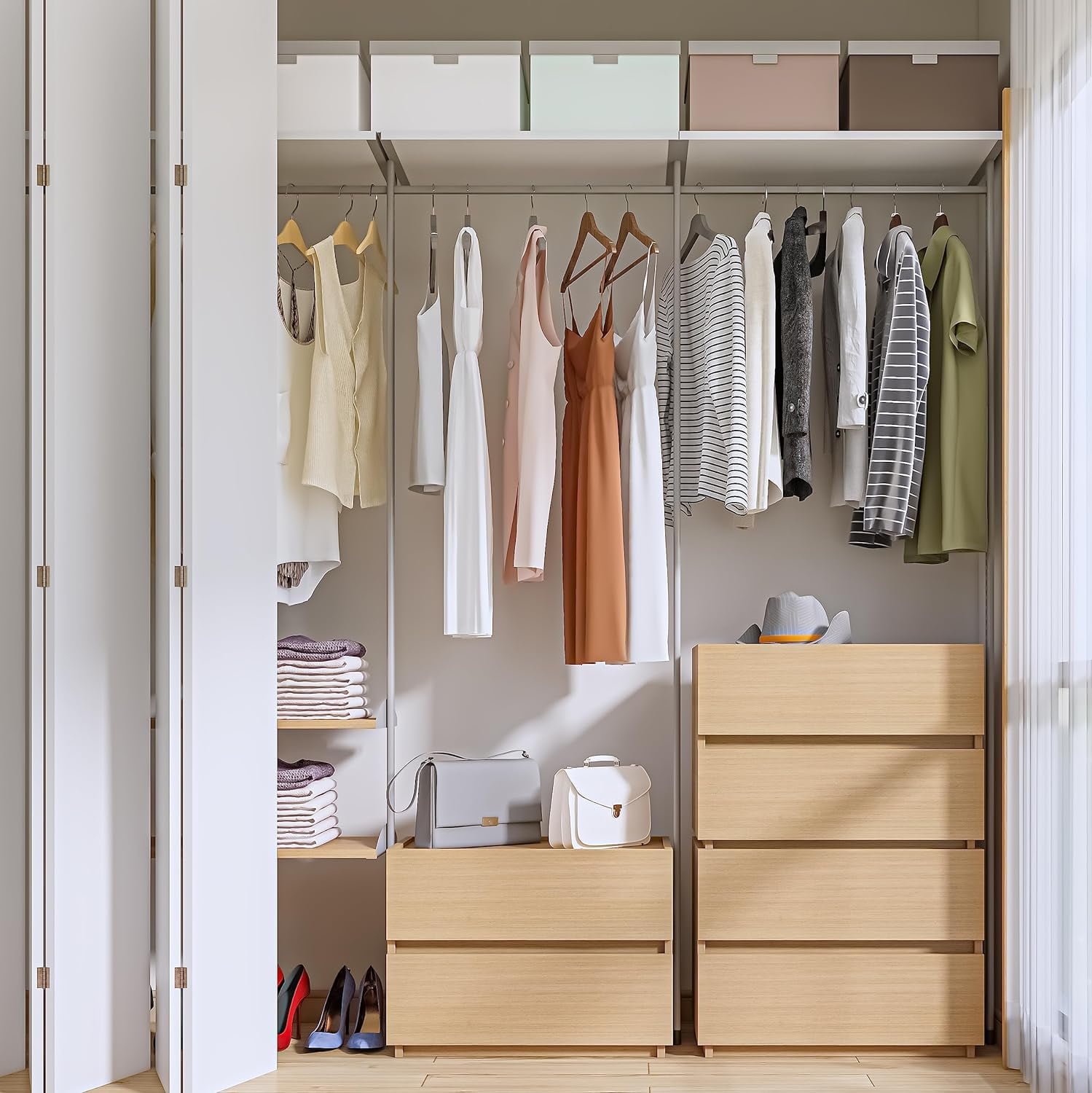 Stackable 2 Drawer Dresser, Small Dressers for Closet, Wood Storage Cabinet  for Hallway Bedroom Entryway, Nightstand Sofa Beside Table Drawer Chest, ...