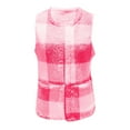 thumbnail image 7 of Fuzzy Fleece Plaid Jacket Vests for Women with Pockets Sleeveless Open Front Sweater Cardigan Lightweight Coat (2XL, Hot Pink), 7 of 7