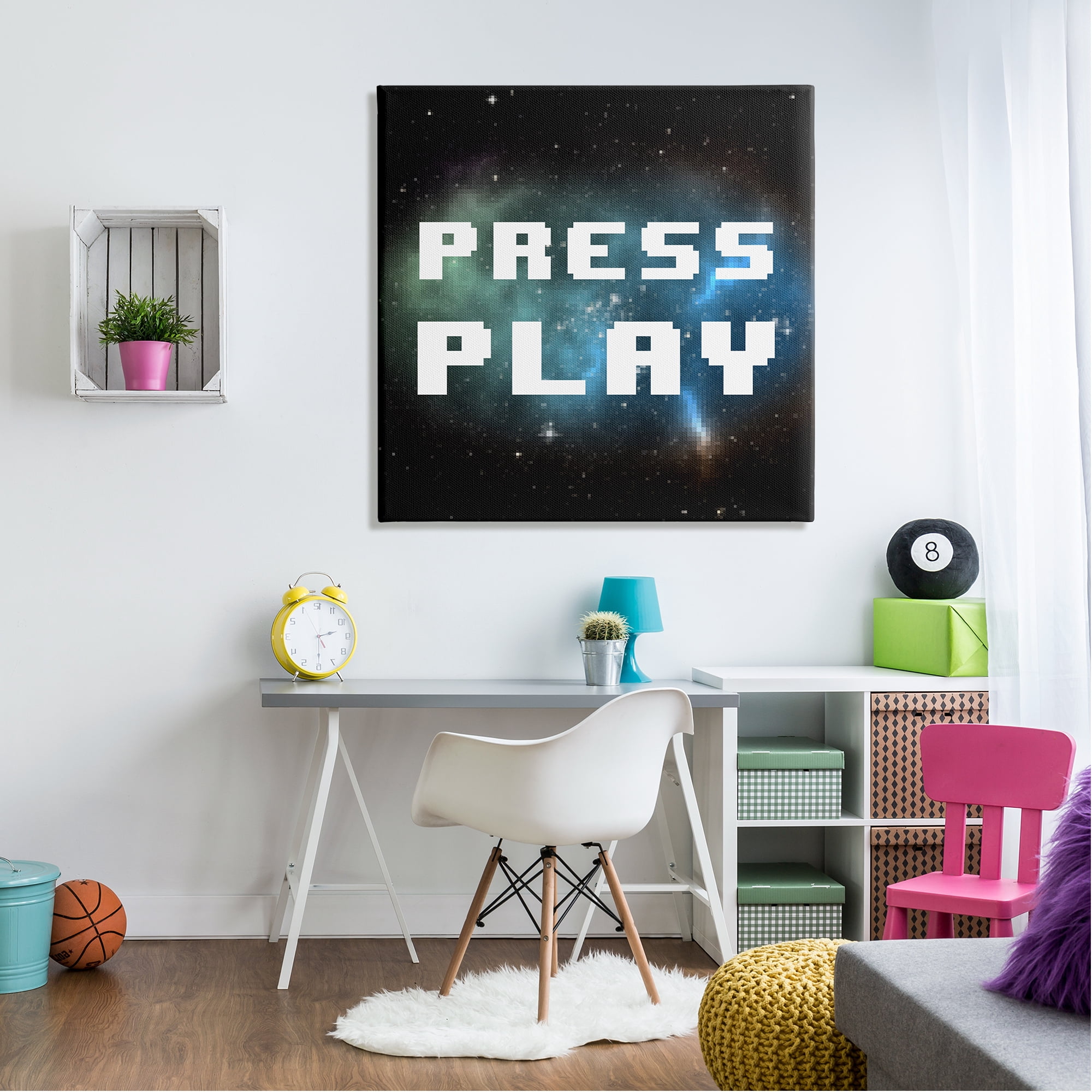 Stupell Industries Press Play Nebula Abstract Painting Gallery Wrapped Canvas Art Print Wall Art, 36 x 36