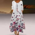 thumbnail image 2 of Vestido Irregular Vestido Floral Impreso Suelto Mujeres Informales Casco Manija Larga Vestidos de Larga Impresa en V de Cuello en V Odeerbi ODB113720, 2 of 8
