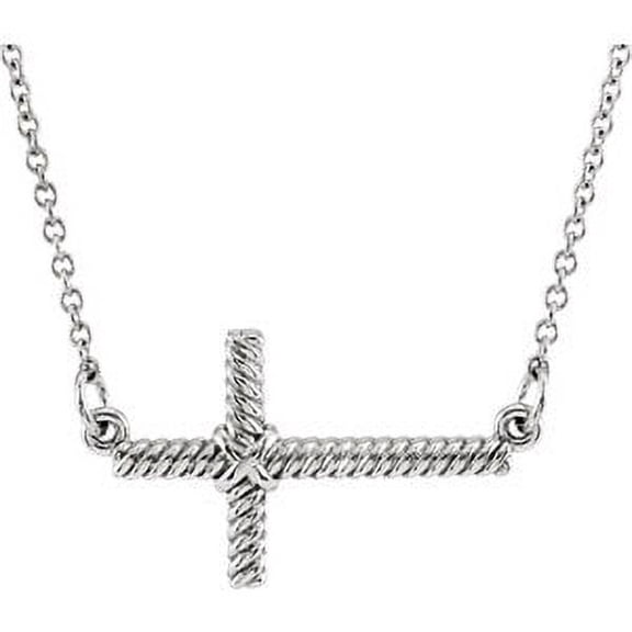 Jewels By Lux 14k White Gold 11.3x20.15mm Sideways Rope Cross 16.5" Necklace