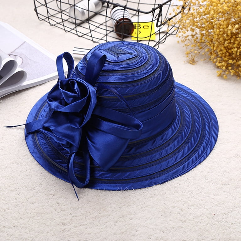 CAIXIA Derby Hats for Women Organza Veil Feather Tea Party 