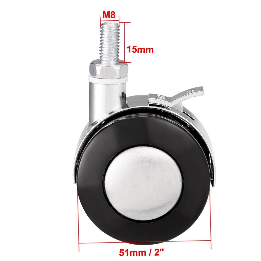 Office Chair Casters 2 inch Twin Wheel w Brake M8x15 Threaded Stem Swivel 5pcs