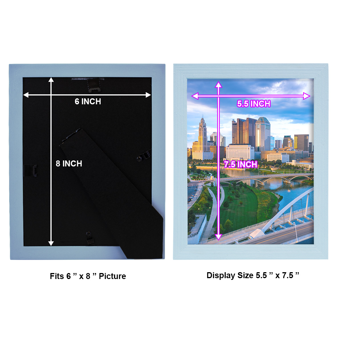 Grooved 8 in. x 10 in. Blue Picture Frame Set (Set of 4)
