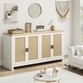 thumbnail image 1 of MIUUKA Modern Rattan Buffet Cabinet with 4 Doors & Shelf – Accent Sideboard Storage Organizer for Entryway,Living Room,Dining Room – Multi-Functional Console Table,White, 1 of 8