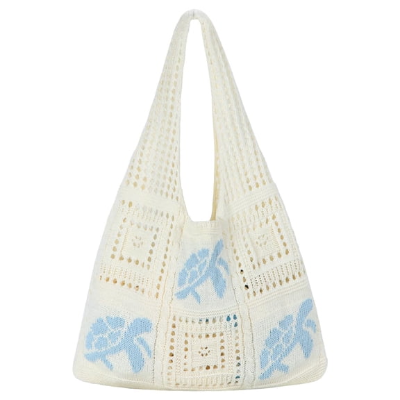 Crochet Tote Bag for Women, Aesthetic Crochet Mesh Beach Tote Bag, Summer Vacation Knitted Bag for Women Shoulder