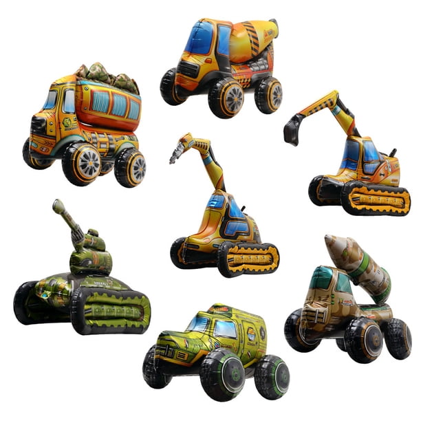Set de globos de aluminio para vehículos militares y de construcción, 7 piezas