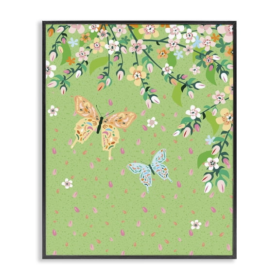 Stupell Industries Cottage Butterflies & Falling Petals Black Framed Giclee Art, 11 x 14, by Verbrugge Watercolor