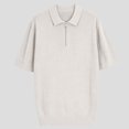 thumbnail image 4 of Mens Knit Polo Shirt Short Sleeve Textured Lightweight Casual Sweater Polo for Men White, 4 of 5