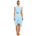 thumbnail image 2 of Raenseen Women's Asymmetrical Praise Dance Tunic Sleeveless Worship Lyrical Dance Dress Overlay Light Blue S, 2 of 9
