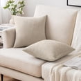 thumbnail image 4 of Beige Decorative Pillow Covers 18x18 Inch Soft Chenille Couch Throw Pillows, 4 of 6