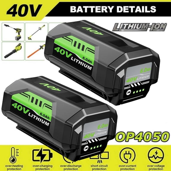 2-Pack OP4040 6.0Ah Lithium Battery Replacement for Ryobi 40V Battery OP4026 OP40601 OP4050 Compatible with RYOBI 40V  Cordless Power Tools