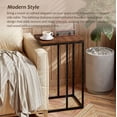 thumbnail image 6 of COZAYH Farmhouse C Shaped Couch End Table with Burl Finish Tray Top, Small Snack Sofa Side Table with Metal Frame for Living Room, Bedroom, Easy Assembly, Fir Wood, Brown, Black, 6 of 8