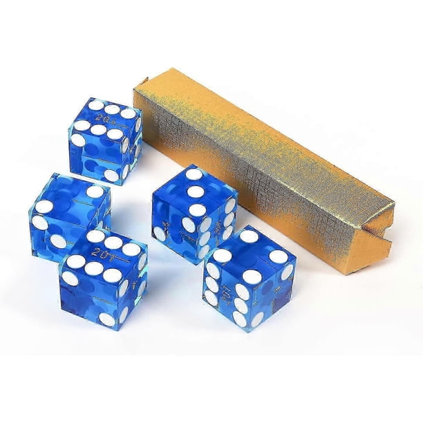 Aaa Grade 19mm Pro Vegas Casino Style Craps Dice Set Of 5 With Razor Sharp Edges Matching Serialized Numbers For Rpg, Dice Stacking, Yahtzee Dice Ga