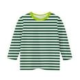 thumbnail image 4 of Efsteb Kids Girls 3/4 Sleeve Tops Casual Summer Round Neck Three-quarter Sleeve Tops Comfy Loose Cute Striped Print Tee Shirt(Green,9 Years ), 4 of 5