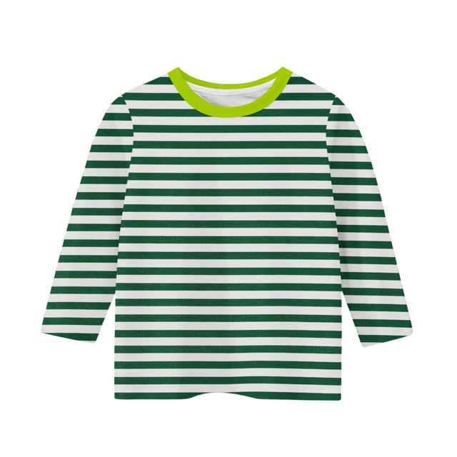 Amzcrzy Chandail en Molleton Rayé pour Enfants Bébé Manches 3/4 Col Rond Chandail en Molleton Bloc de Couleur Chandail Ample Décontracté Printemps Basique 3-11 Ans