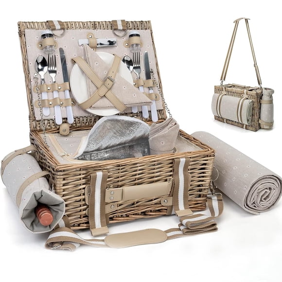Canasta de picnic SatisInside 40x30x18 cm aislada con manta