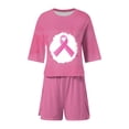 thumbnail image 7 of 2 Piece Outfits Summer Women,Womens Pajama Sets Two Piece Lounge Sets Half Sleeve Top and Split Shorts Breast Cancer Print Sleepwear Pjs, 7 of 7