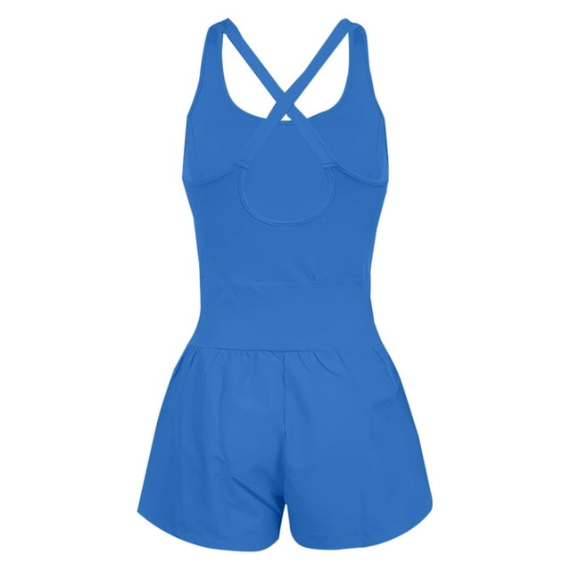 Hot Sale!BKQCNKM Rompers for Women, Athletic Romper, Short Rompers for Women, Workout Romper Workout Sets for Women, Spring Break Outfit Women, Blue M