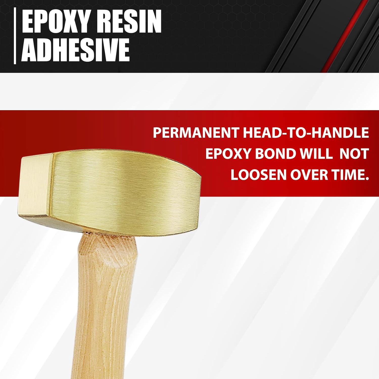 YIYITOOLS 2lb Solid Brass Non-Sparking Mallet Hammer, Hickory Wood Handle