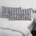 thumbnail image 3 of Lavender Floral Pillow Covers, Linen Long Throw Pillow Case, Purple Flowers Butterfly Black Gray Plaid Holiday Pillow Protector Decorative Cushion Cover for Living Room/Bedroom 16" x 24", 3 of 8