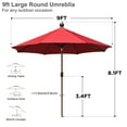 thumbnail image 2 of EliteShade 9Ft Market Umbrella Patio Outdoor Table Umbrella with Ventilation and 5 Years Non-Fading Guarantee，Ruby, 2 of 5