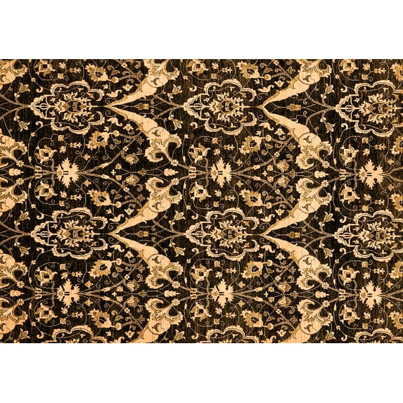 Ahgly Company Indoor Rectangle Abstract Orange Modern Area Rugs, 2' x 3'