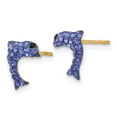 thumbnail image 2 of FB Jewels 14K Yellow Gold Crystal Blue Dolphin Post Earrings, 2 of 3