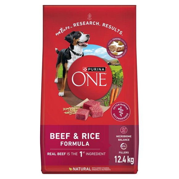 Purina ONE Microbiome Balance Beef & Rice Formula, Dry Dog Food 12.4kg