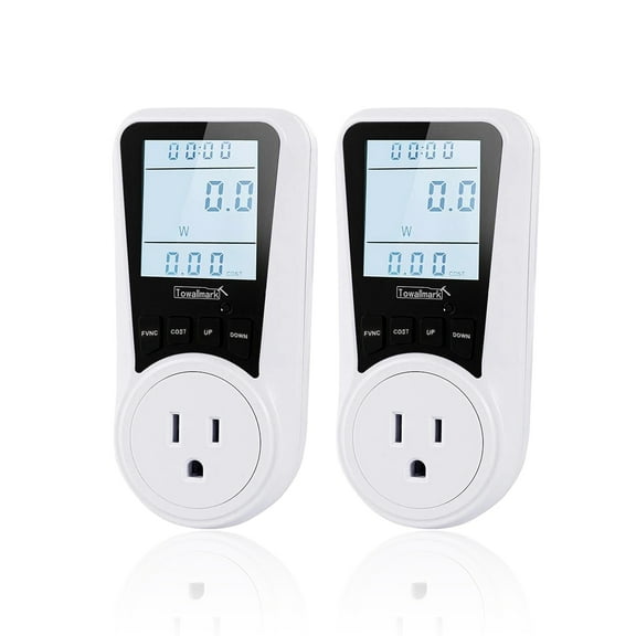 2 Pack Energy Monitor, Electricity Usage Monitor Plug With LCD Display, Watt Voltage AMP Power Meter, Kilowatt Consumption Tester, Overload Protection, Cost Calculator