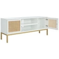 thumbnail image 3 of SAFAVIEH Zadie 1 Shelf Rattan Media Stand, White With Natural Rattan/Gold Legs (54 in. W x 15 in. D x 22 in. H), 3 of 7