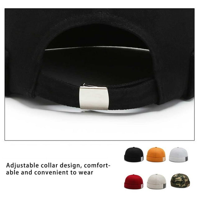 Xingzhi Bonnet de Mode 3 Rayures Imprimé Bonnet de Marin Style INS Chaud Casquettes Docker Élégantes Sans Bord Rond Bonnet pour Noir