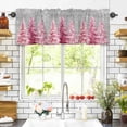 thumbnail image 3 of Pink Christmas Tree Valances for Windows Xmas Pine Tree Winter Snowflakes Grey Rod Pocket Curtain Valance Window Treatment Short Curtains for Kitchen Living Room, 58"x16", 3 of 5