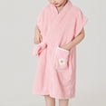 thumbnail image 2 of Soft Bath Towels Half Sleeved Printed Wearable Pocket Absorbent Bathrobe, 2 of 6