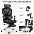 thumbnail image 3 of Swivel Ergonomic Office Chair Computer Chair with Footrest, High Back Desk Chair with Steel Chair Legs, Dynamic Lumbar Support, Adjustable Headrest & 90-125° Tilt Backrest, Breathable Mesh Design, 3 of 8