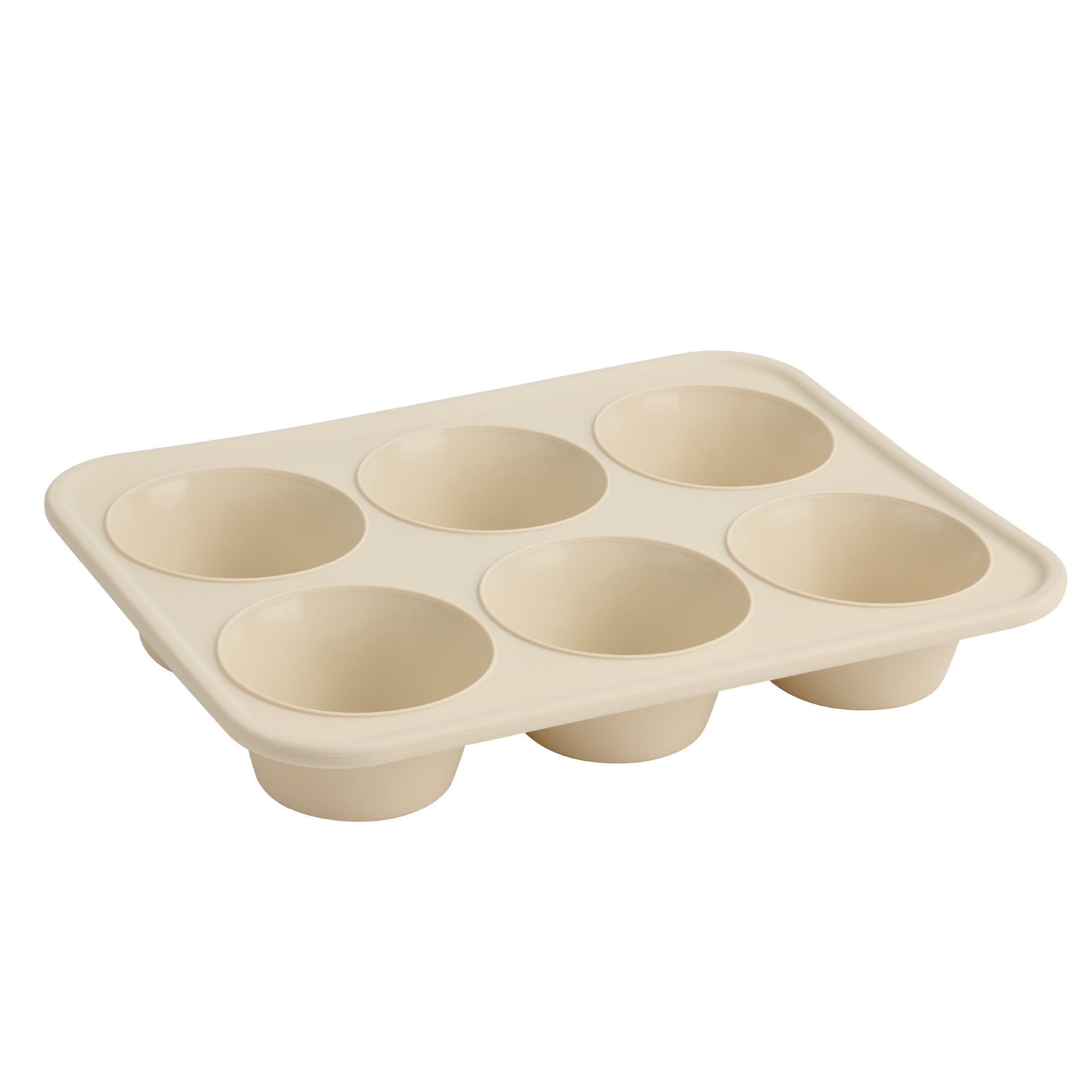 Mainstays 6-Cavity Silicone Cupcake Pan with Reinforced Steel Frame, Papyrus, 9.4 x 7.1 x 1.6 in