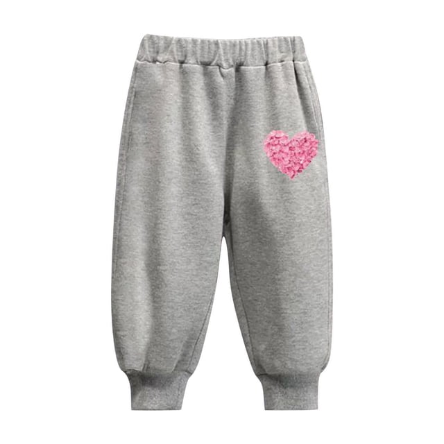 Odeerbi 1-10 Años Niños Niñas Día de San Valentín Pantalones de Deporte Atlético Jogger Pantalones Color Sólido Corazón Impresión Joggers Lindos