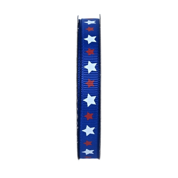 Hello Hobby 3/8" Red & White Stars on Blue Grosgrain Ribbon, 3 yards